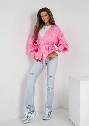 Eve - Soft pink cardigan with a belt