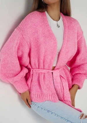 Eve - Soft pink cardigan with a belt