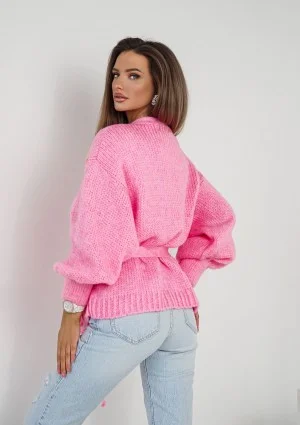 Eve - Soft pink cardigan with a belt