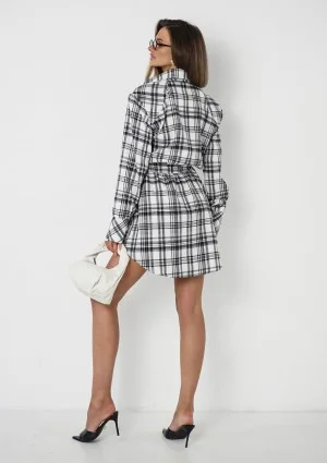 Timis - Black and white checked vincyette shirt dress
