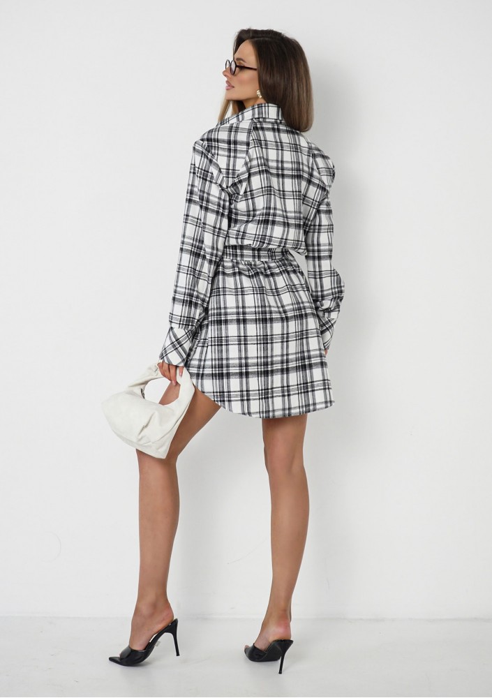 Timis - Black and white checked vincyette shirt dress