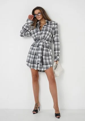 Timis - Koszulowa sukienka flanelowa w kratę Black and White
