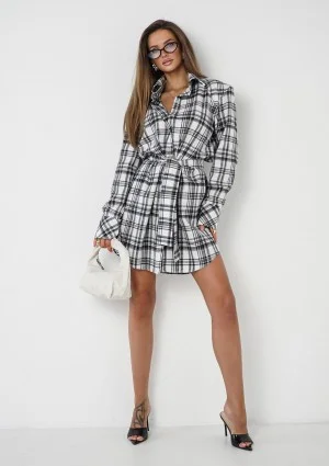 Timis - Black and white checked vincyette shirt dress