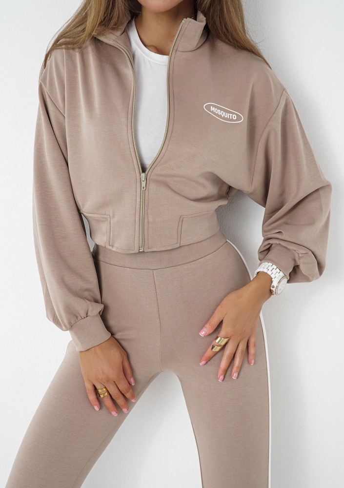 Relay - Krótka bluza rozpinana ze stójką Latte