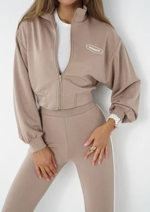 Relay - Short latte beige zipped jumper