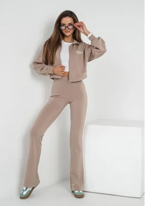 Relay - Short latte beige zipped jumper