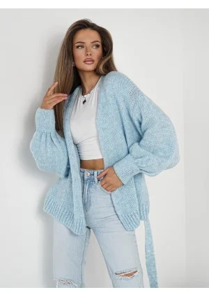 Eve - Soft light blue cardigan with a belt