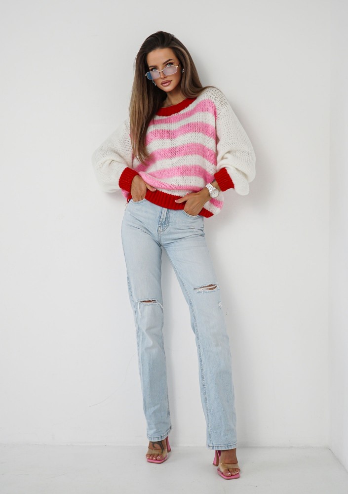 Candy Knit - Light knitted sweater with pink stripes