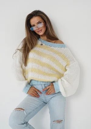 Candy Knit - Sweter w pastelowe pasy Yellow