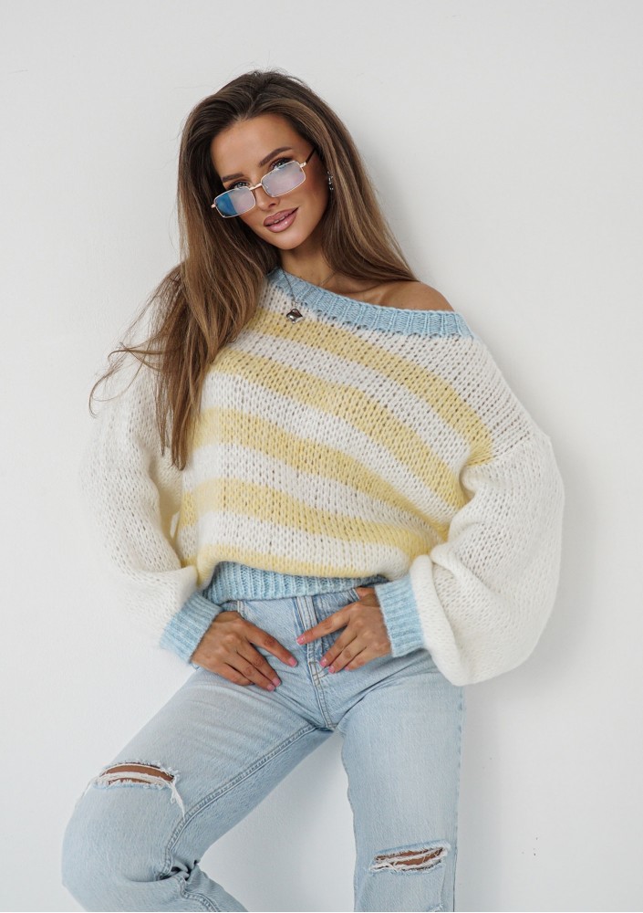Candy Knit - Sweter w pastelowe pasy Yellow