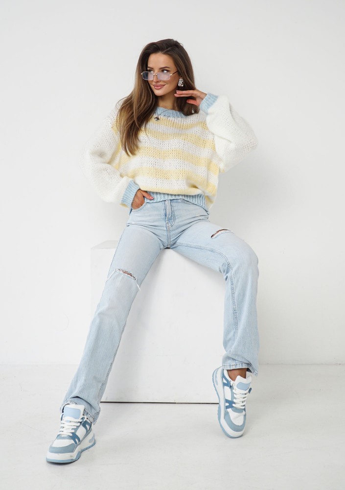 Candy Knit - Light knitted sweater with yellow stripes