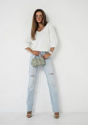 Mimi Soft - Puszysty sweter dzianinowy o lekkim kroju Ecru