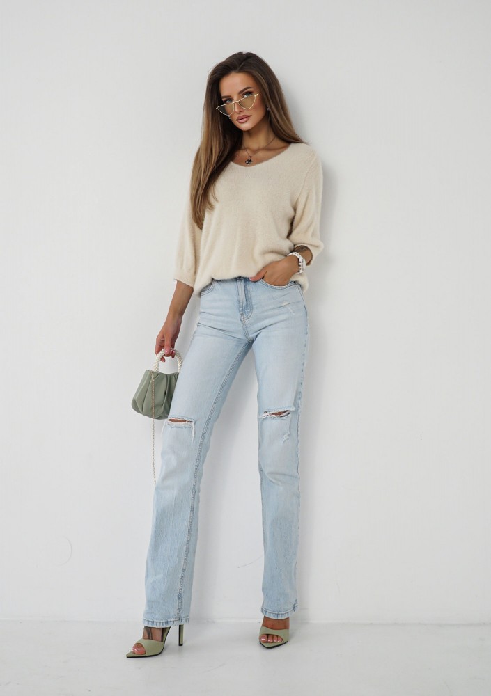 Mimi Soft - Beige sweater with half-sleeves