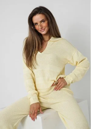 Misti Knit - Yellow waffle weaved sweater
