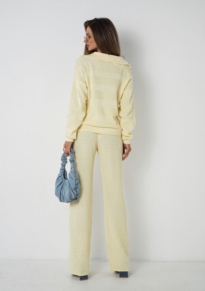 Misti Knit - Yellow waffle weaved sweater