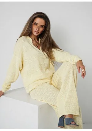 Misti Knit - Yellow waffle weaved sweater