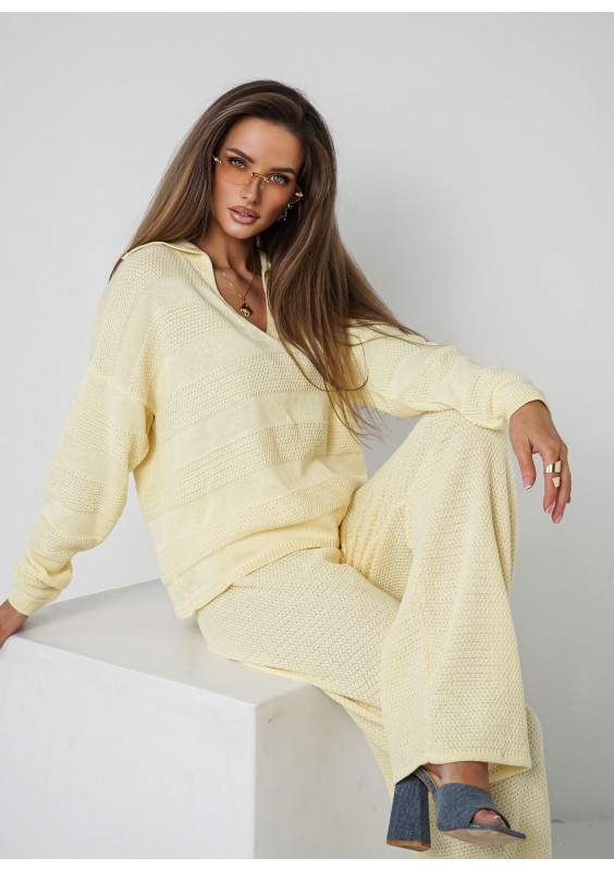 Misti Knit - Yellow waffle weaved sweater