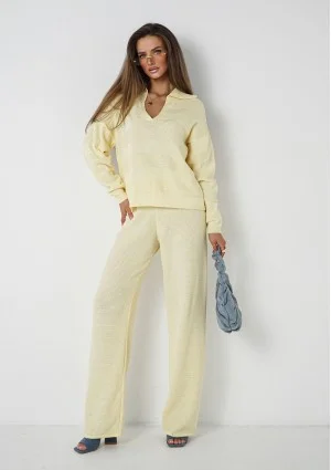 Misti Knit - Yellow waffle weaved sweater