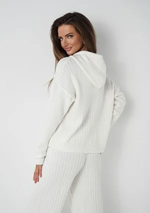 Barro - Ecru knitted in stripes hoodie