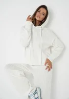 Barro - Ecru knitted in stripes hoodie