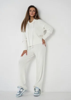 Barro - Ecru knitted in stripes pants