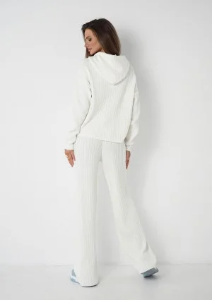Barro - Ecru knitted in stripes pants