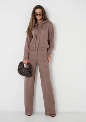 Barro - Latte beige knitted in stripes pants