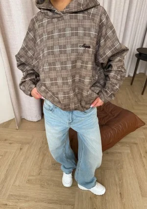Loom - Brown oversized checked hoodie