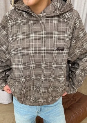 Loom - Brown oversized checked hoodie