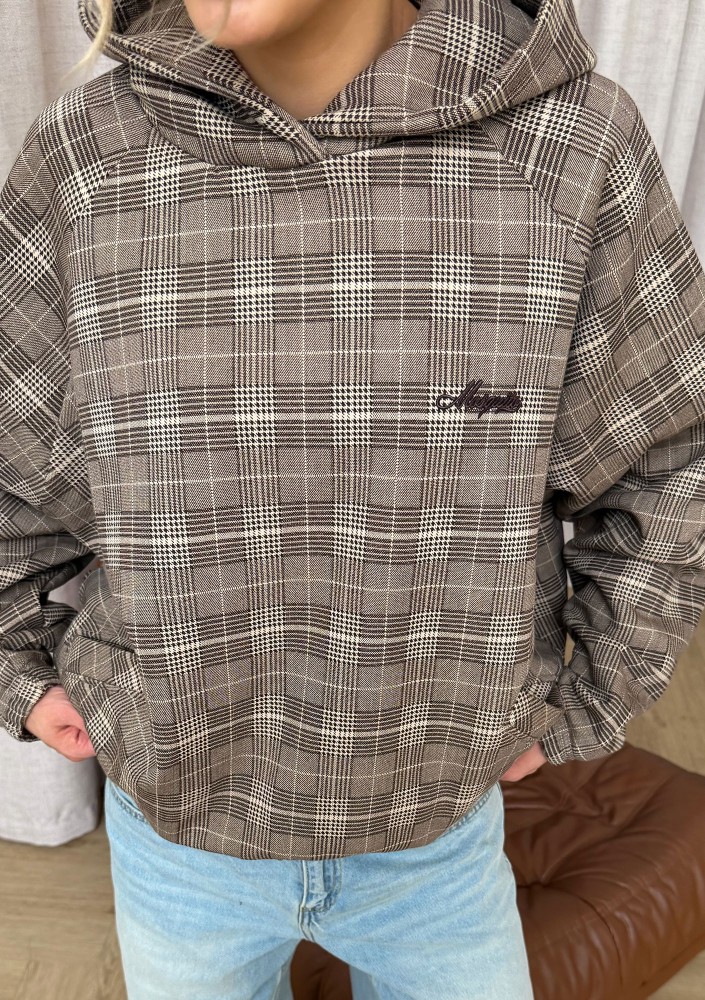 Loom - Brown oversized checked hoodie