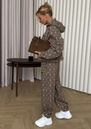 Loom - Brown checked sweatpants