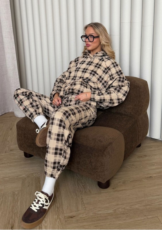 Loom - Spodnie dresowe w kratę Beige