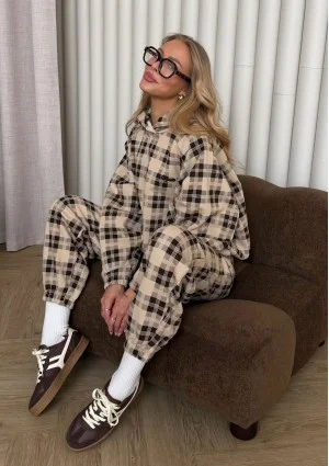 Loom - Beige checked sweatpants