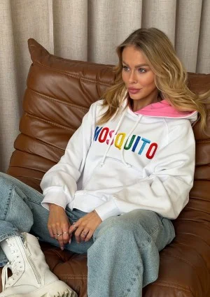 - Bluza oversize z kapturem i kolorowym logiem ,,Mosquito" White