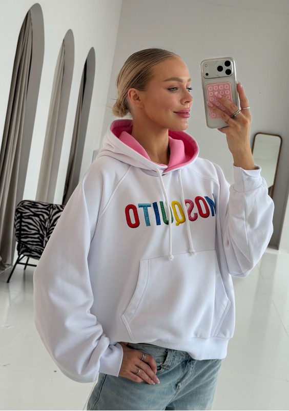 - Oversized hoodie with a colorful logo