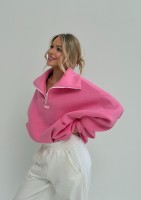 Yale Zip - Bluza kangurka oversize z wysokim kołnierzem Różowa