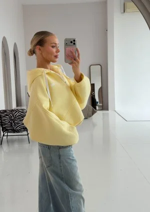 Lilo - Bluza rozpinana oversize z kapturem Żółta
