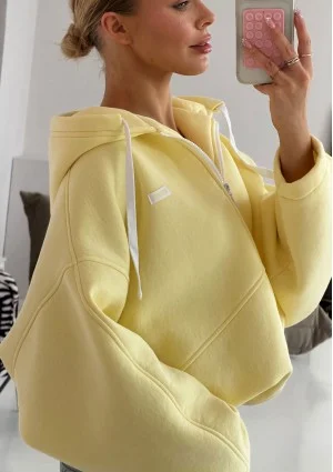 Lilo - Bluza rozpinana oversize z kapturem Żółta