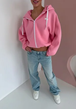 Lilo - Pink oversized zip up jumper