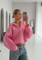 Lilo - Bluza rozpinana oversize z kapturem Różowa