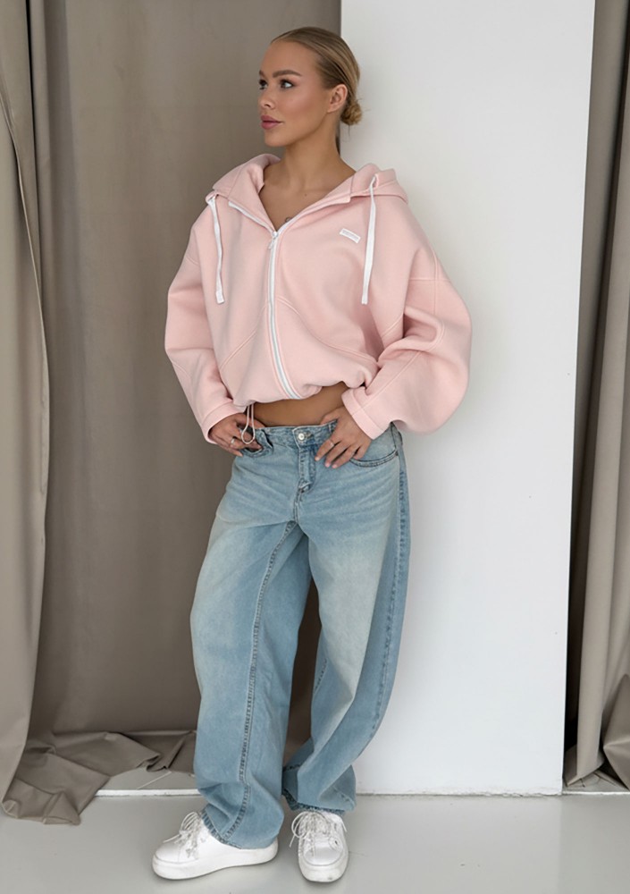 Lilo - Powder pink oversized zip up jumper