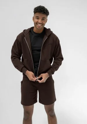 Pure - Men's dark chocolate brown zipped hoodie