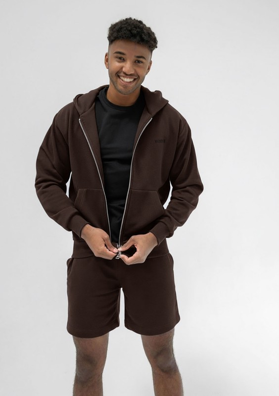 Pure - Men's dark chocolate brown zipped hoodie