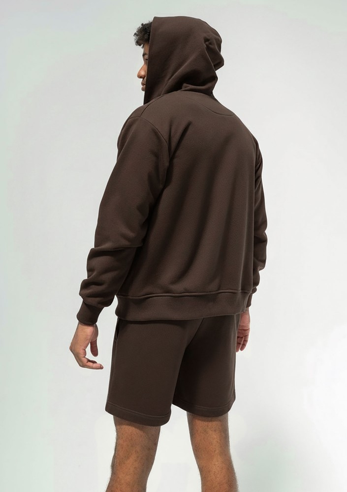 Pure - Men's dark chocolate brown zipped hoodie