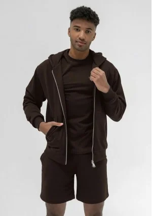 Pure - Men's dark chocolate brown zipped hoodie