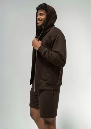 Pure - Men's dark chocolate brown zipped hoodie