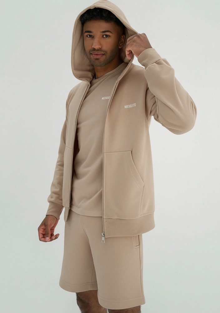 Pure - Męska rozpinana bluza Sand Beige