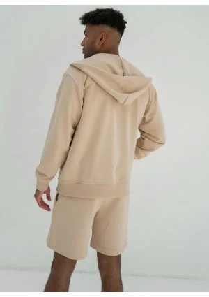 Pure - Men's sand beige zipped hoodie
