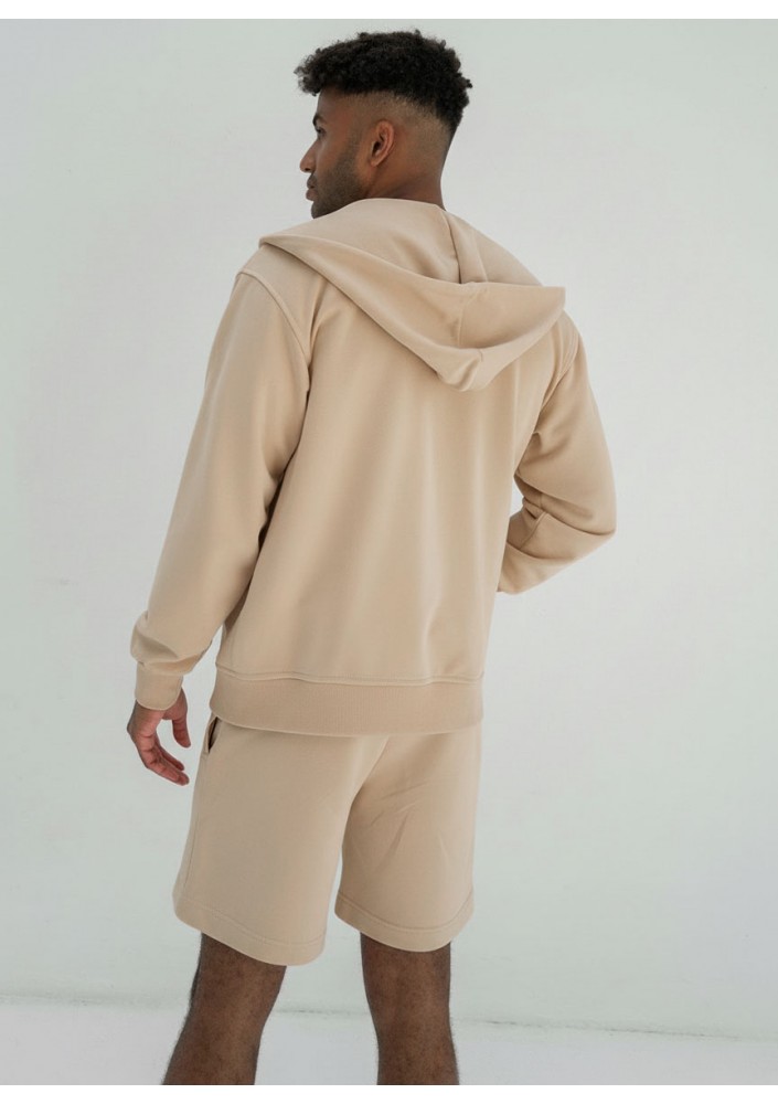 Pure - Men's sand beige zipped hoodie