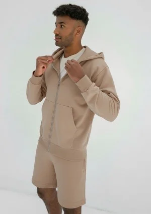 Pure - Men's sand beige zipped hoodie